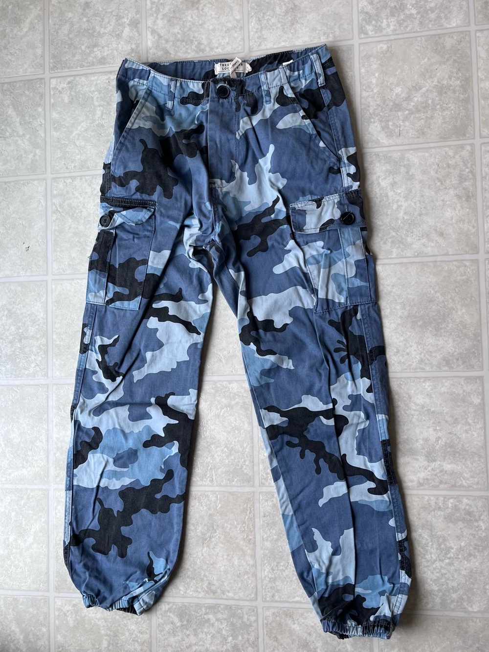 Streetwear Society Camo Blue Blk Cargo High Rise Jeans Size Medium